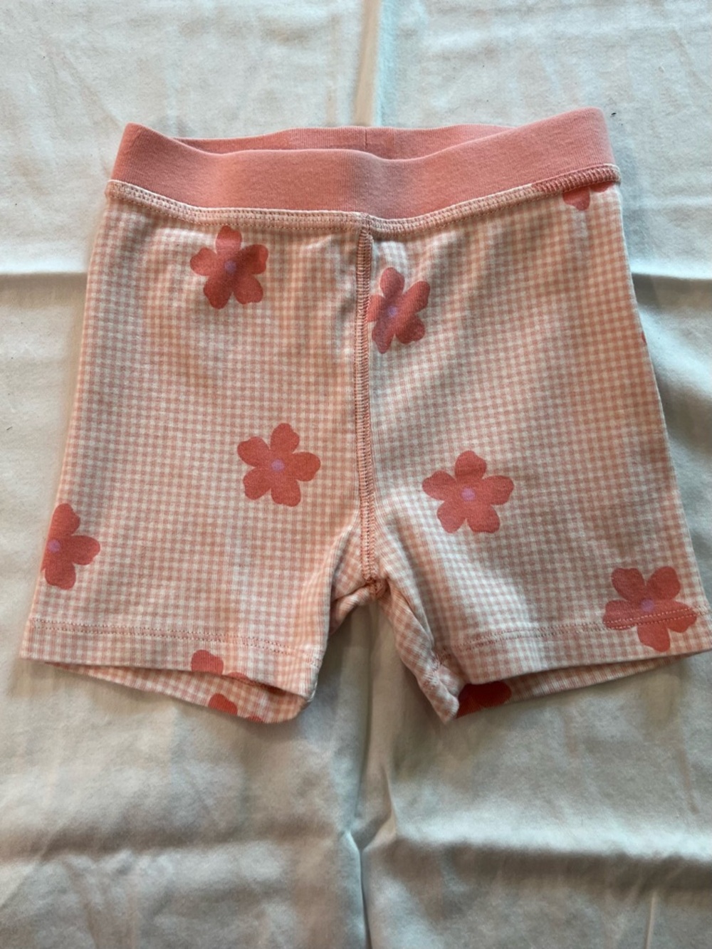 Crewcuts Girls Pink Floral Gingham Knit Bike Shorts 3T